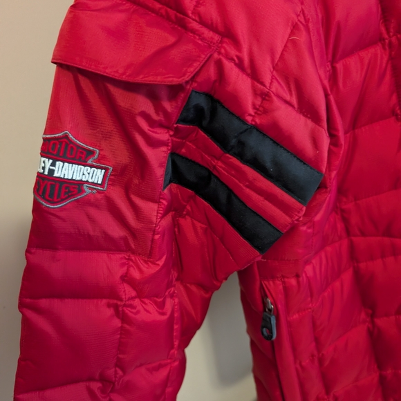 Harley-Davidson Ladies Red Puffer Jacket Size L - Picture 4 of 15
